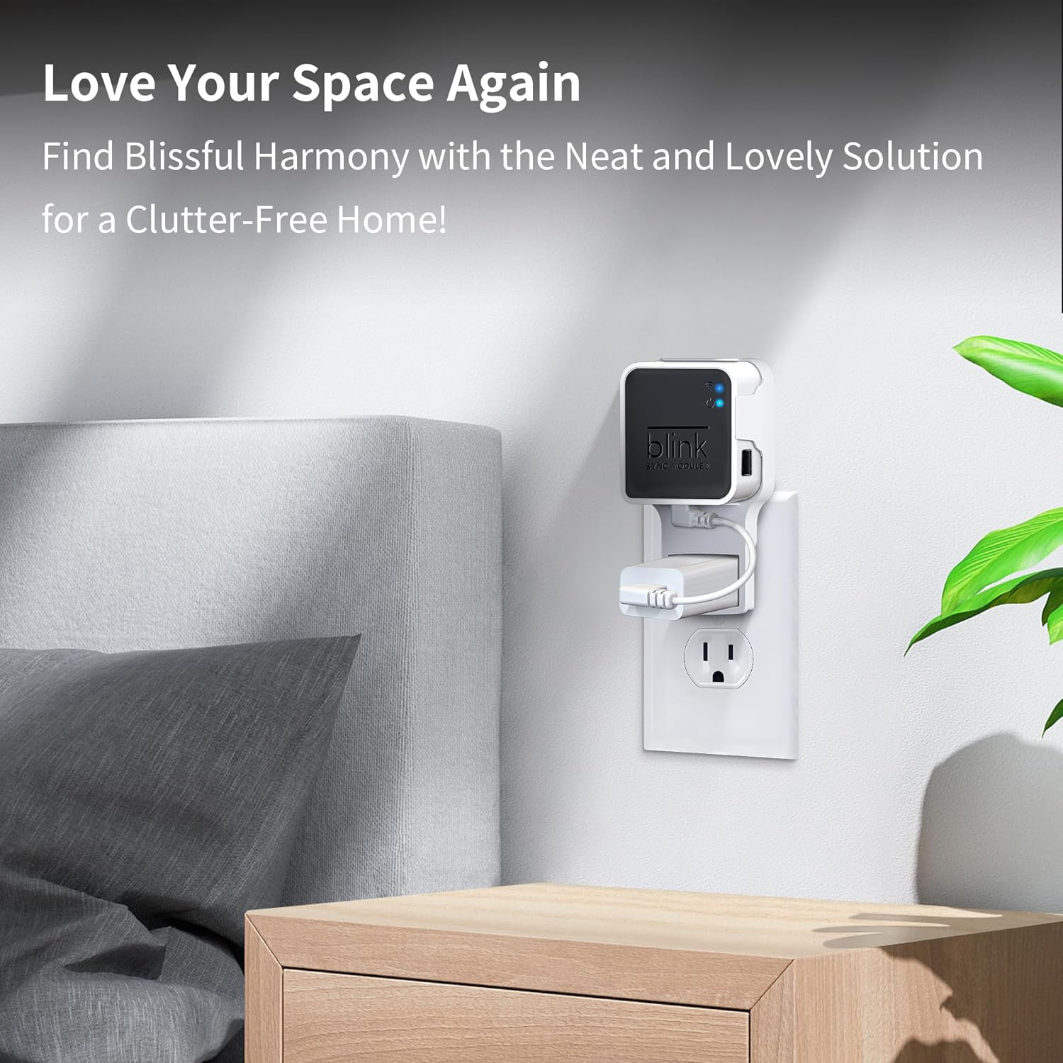 Wall Mount for Blink Sync Module 2 with Short Cable - save Space - No Messy Wire