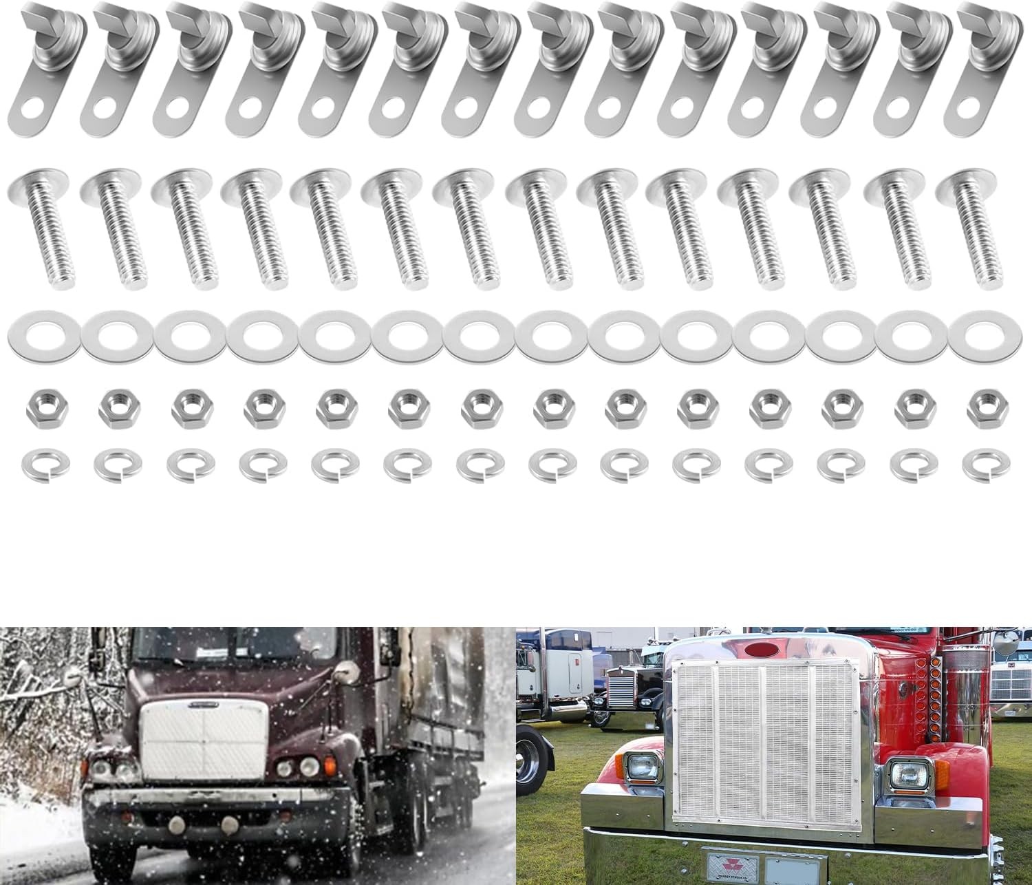 75704-1 Stainless Bug Screen and Winterfront Hardware Kit for 1986-2007 Peterbil