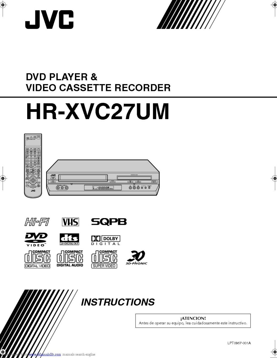 JVC HR-XVC27UM VCR Owners Instruction Manual Reprint