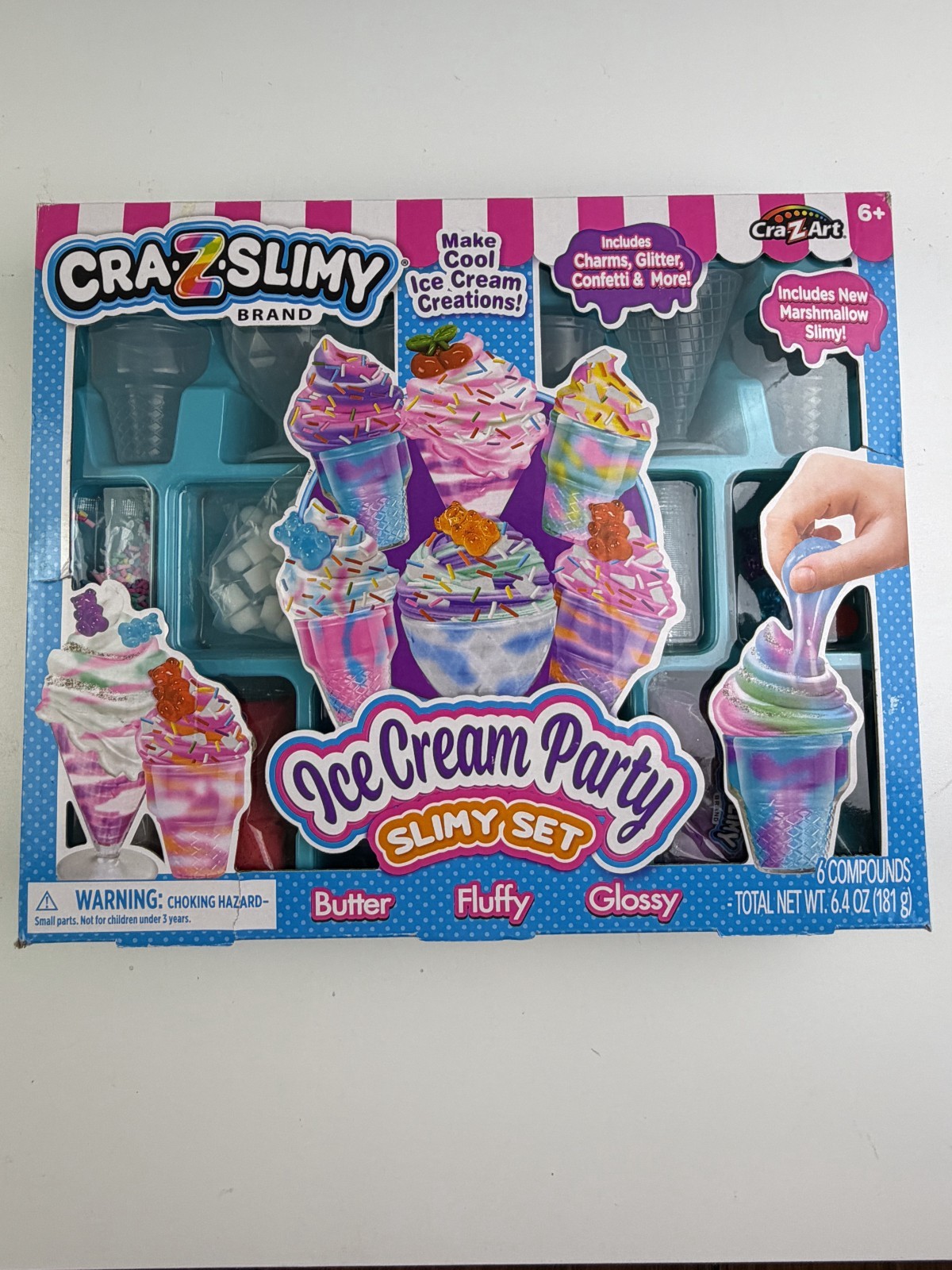 Cra-Z-Slimy Ice Cream Party Slimy Set Make Cool Ice Cream For Kids 6+ Open Box