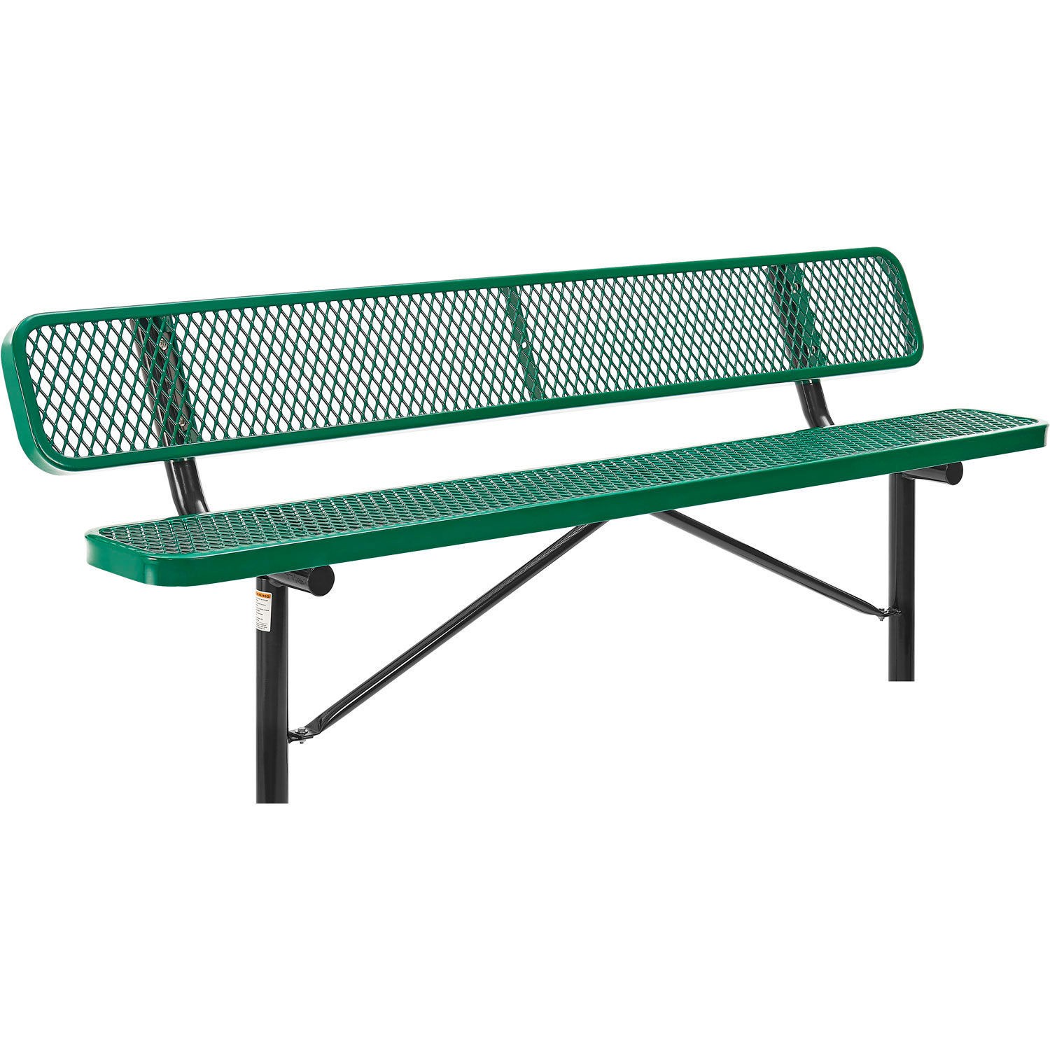 Global Industrial 8' Outdoor Steel Bench w/ Backrest Expanded Metal In Ground