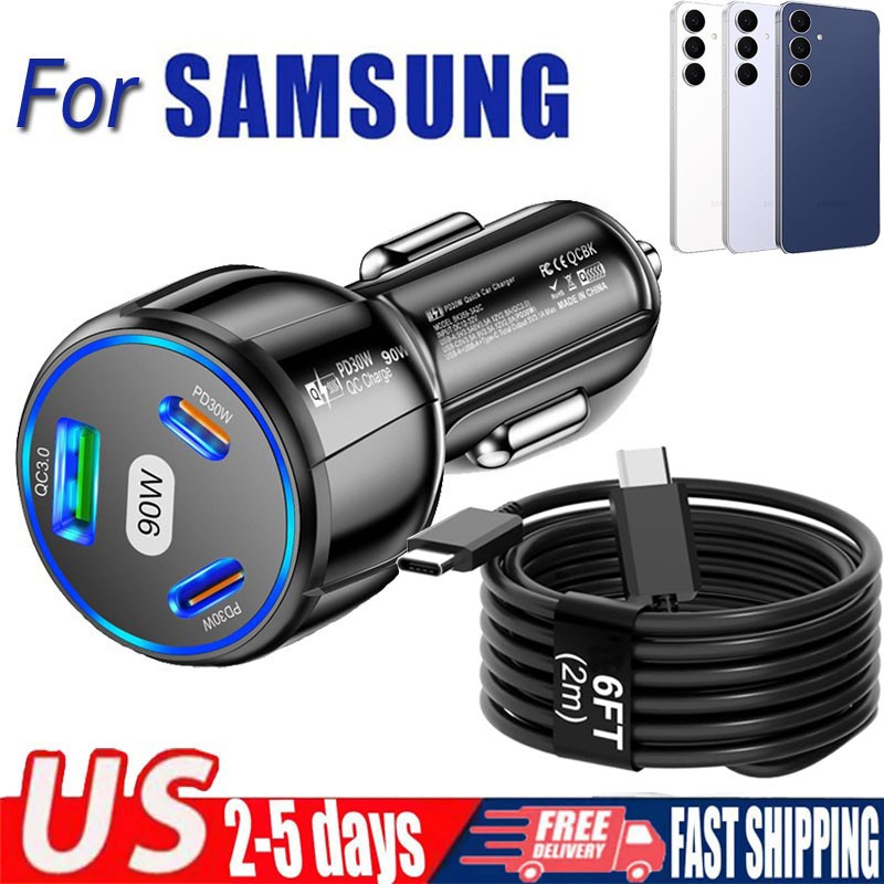 90W Fast Charging Car Charger Type-C Adapter For Samsung Galaxy A17 A16 A36 A56