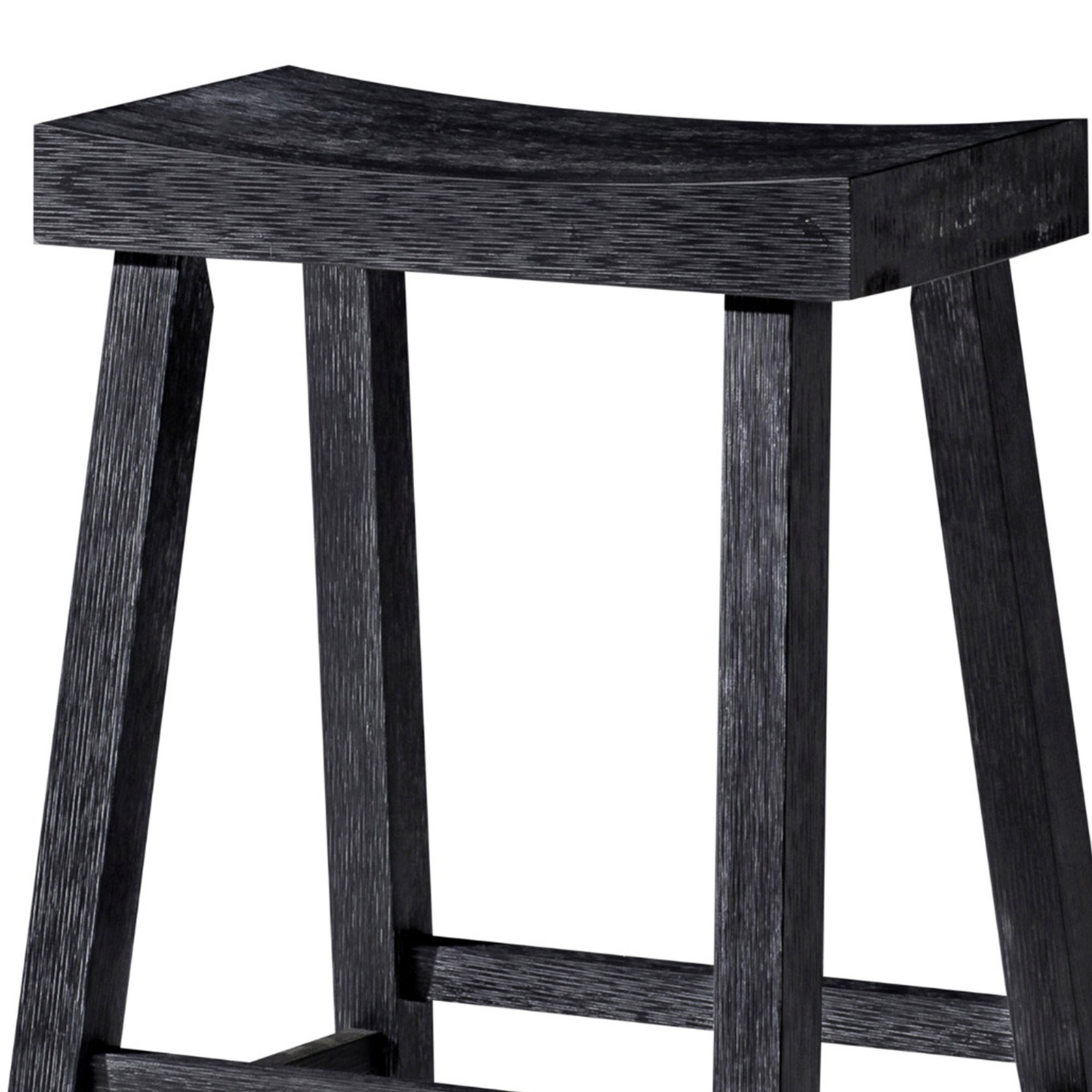 Maven Lane Vincent Wooden Rustic Aesthetic Kitchen Counter Stool, Black Finish