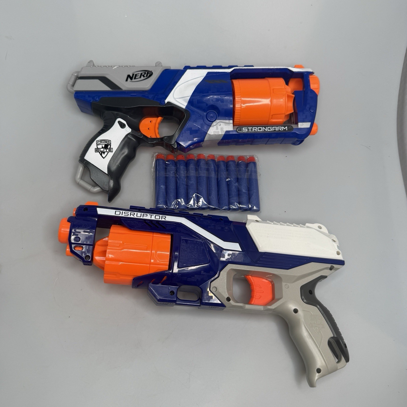 NERF N-Strike Elite Disruptor & Strongarm Blaster Lot 2 w/ 10 Darts EUC