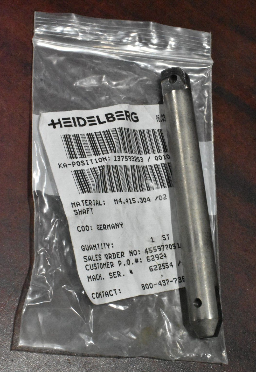 Heidelberg M4.415.304/02 Shaft NOS
