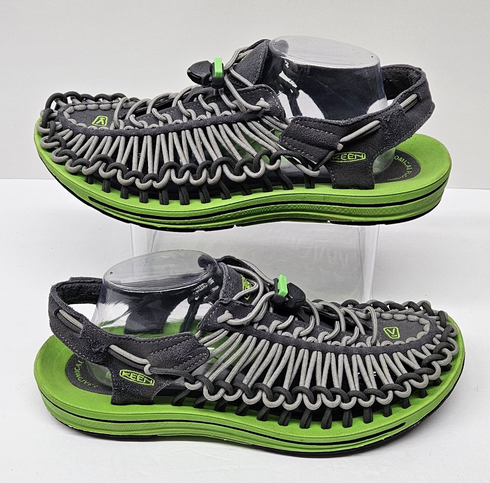 KEEN Uneek Mens Size 10.5 M Gray Green Drawstring Slingback Sandals 1013878