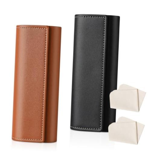 Sightor Glasses Case, 2 Pcs Eyeglasses Case Hard Shell Travel Black, Brown