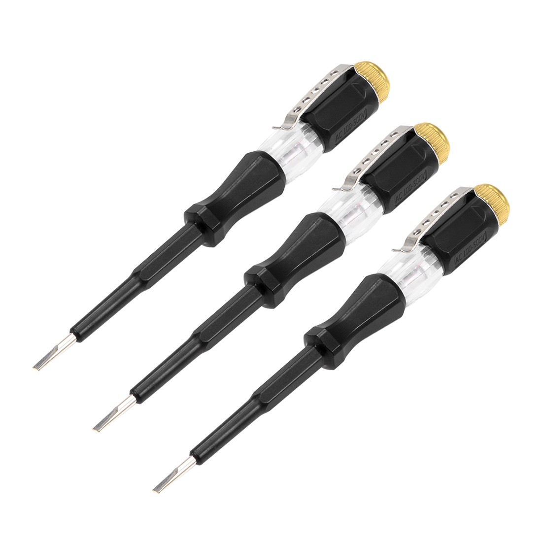 Circuit Tester, 3mm Slotted Screwdriver Voltage Tester Pen AC100-500V 3pcs