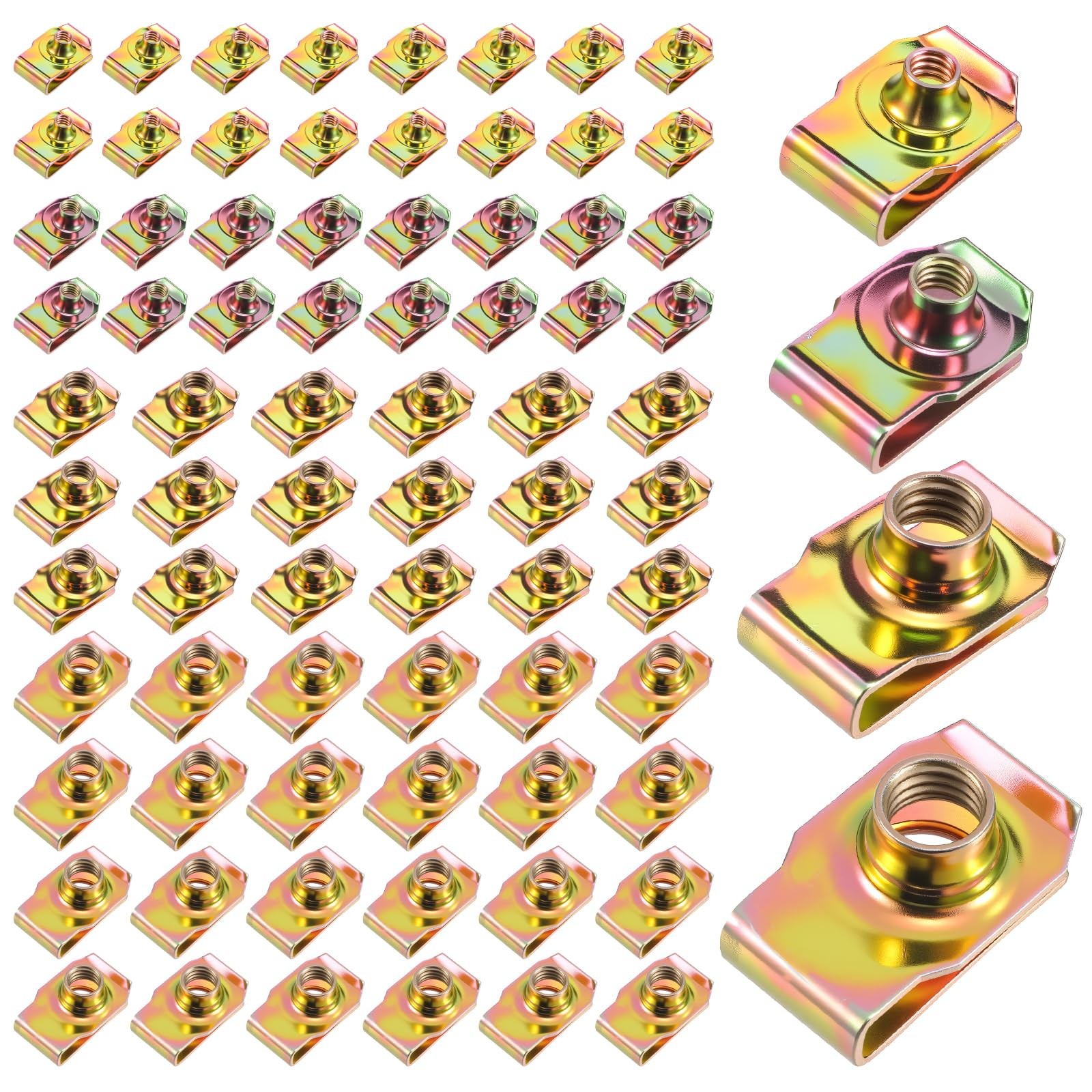100 PCS UClip Nut Set for Auto Car – M4 M5 M6 M8 Assortment Kit 25 Each, Colo...