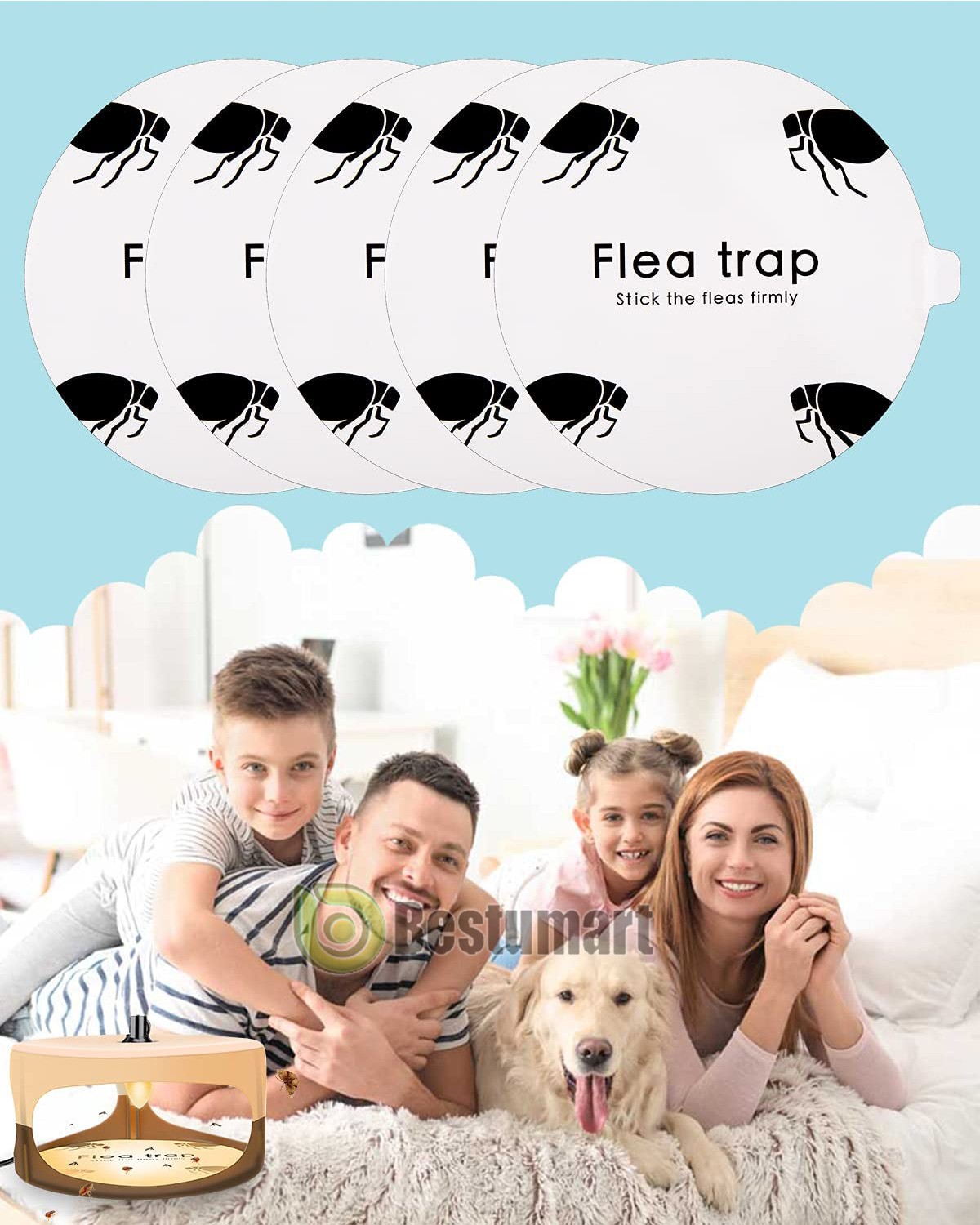 5xDisposable Flea Trap Sticker Bugs Sticky Dome Flea Trap Refill Flea Glue Discs