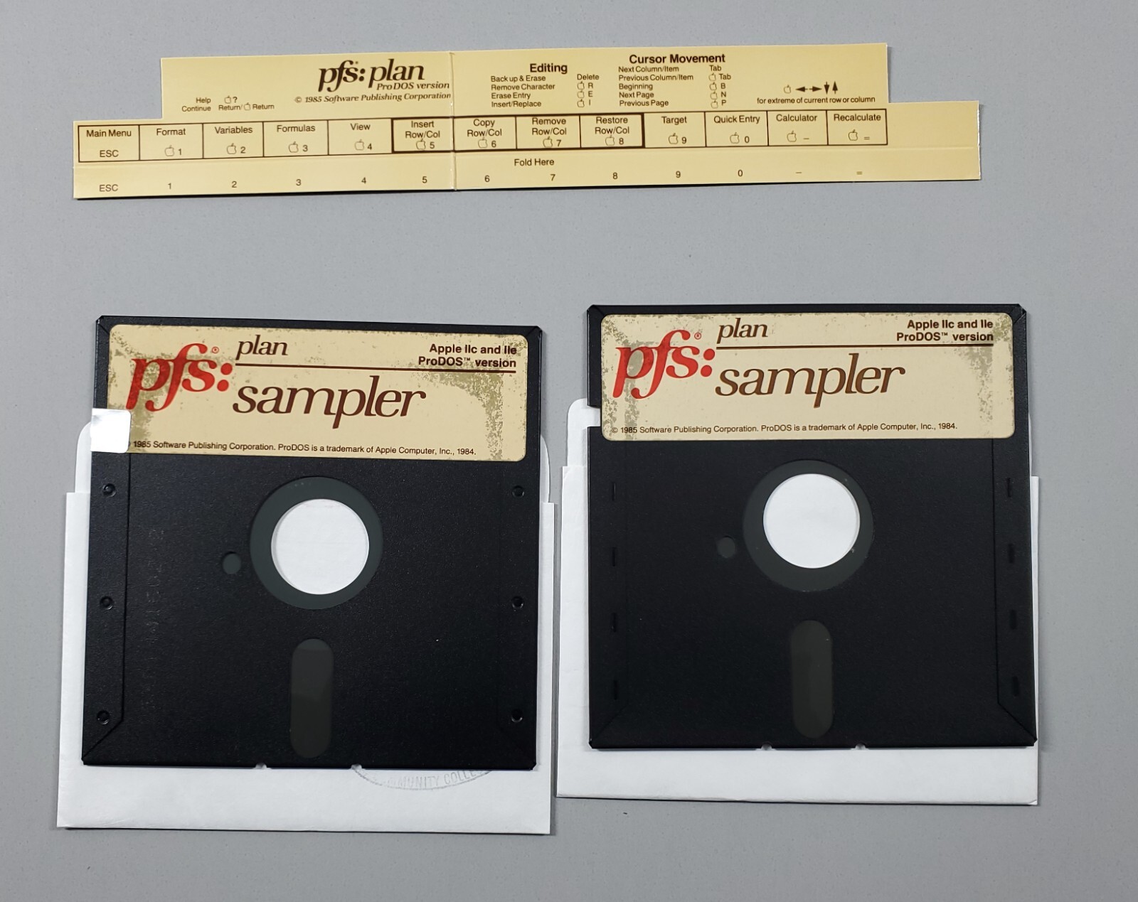 PFS Plan ProDos Apple IIc IIe Software Manual 5.25" Floppy Disk Vintage