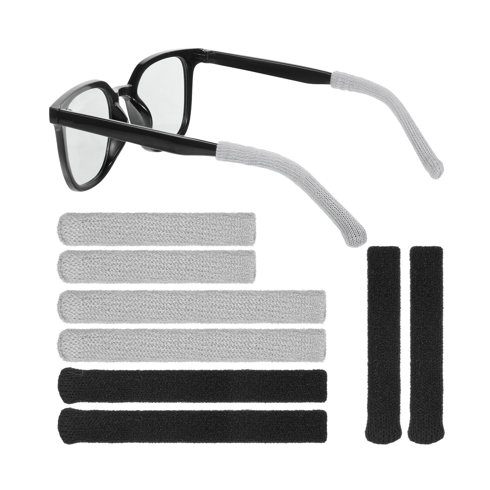 4 Pairs Ear Cushions for Glasses, 2 Sizes Soft Knitting Glasses Arm Covers, E...