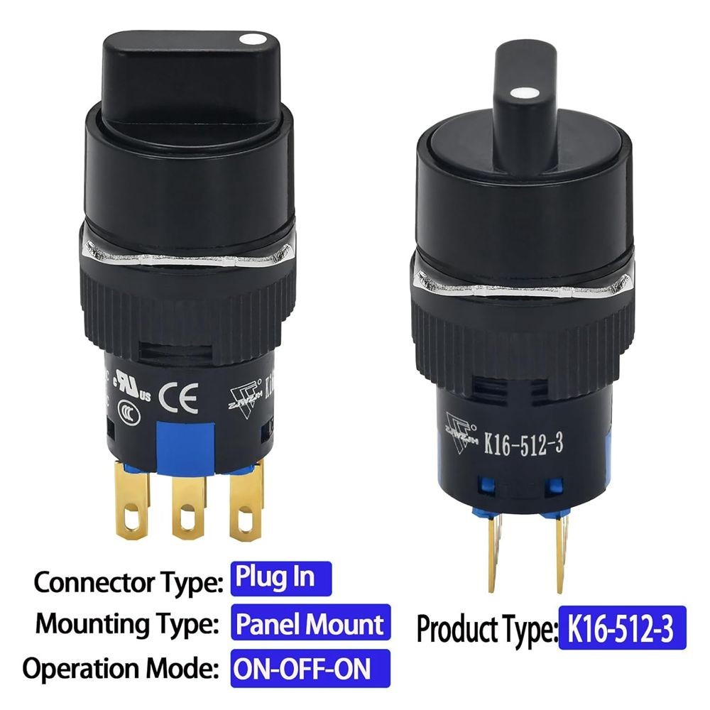 2x Rotary Selector Switch 3 Position ON Off 2NO 2NC DPDT Latching Wire C635
