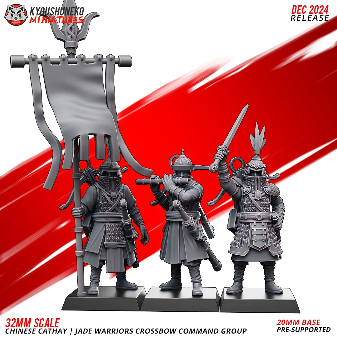 Jade Warriors Command Group (Crossbows) - 28-32mm - Resin Tabletop Miniature