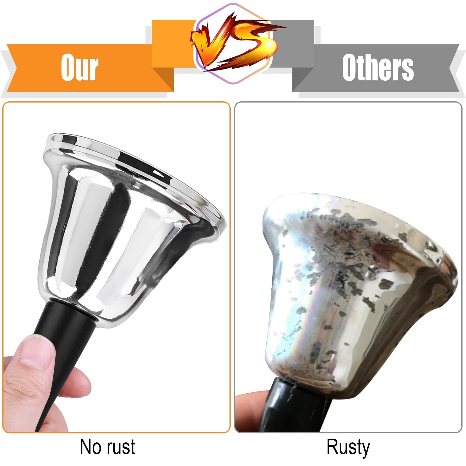 Joyberg 2 Pack Hand Bell Silver Steel Bell with Handle (Silver)