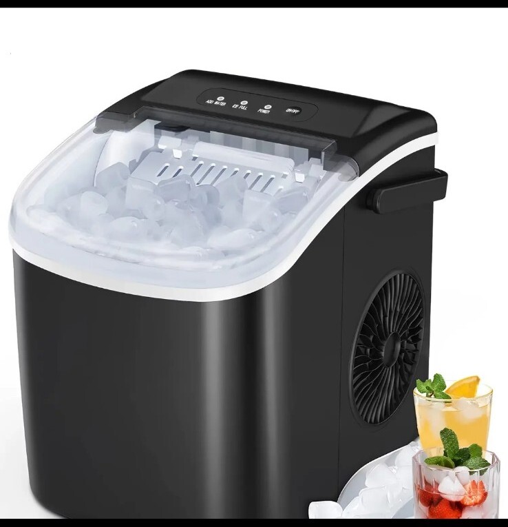 AGLUCKY HZB 12 H Countertop Portable Compact Bullet Ice Maker Machine Black No