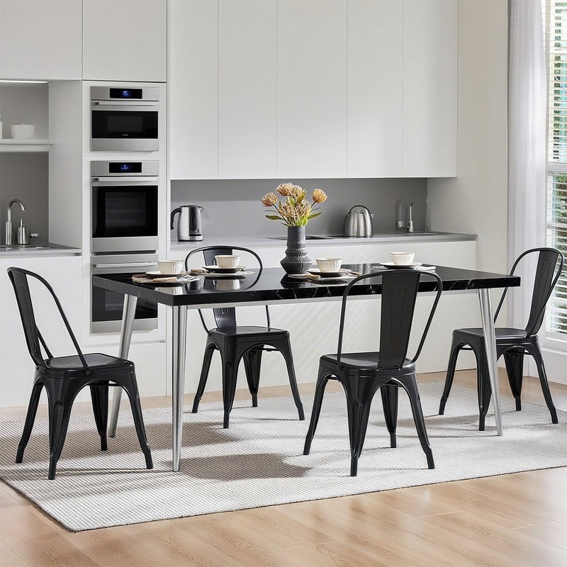 Metal Dining Chairs Set of 4 18 Inch Stackable Bar Chairs Modern Restaurant