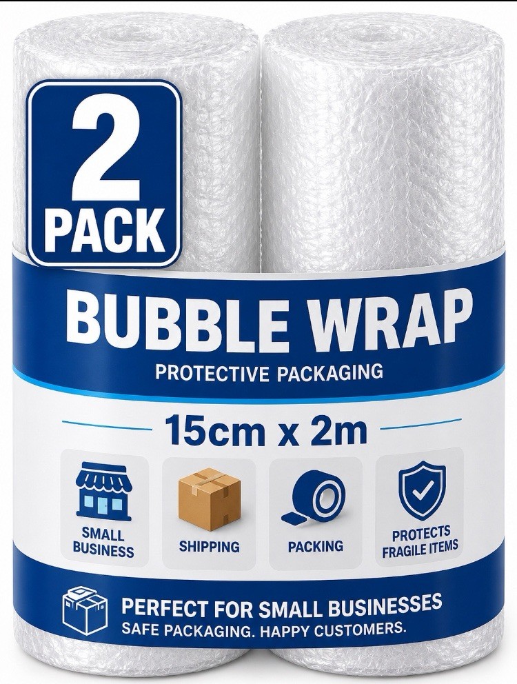 Bubble Wrap Rolls 2 Pack 15cm x 2m Small Cushion Packaging Moving Shipping