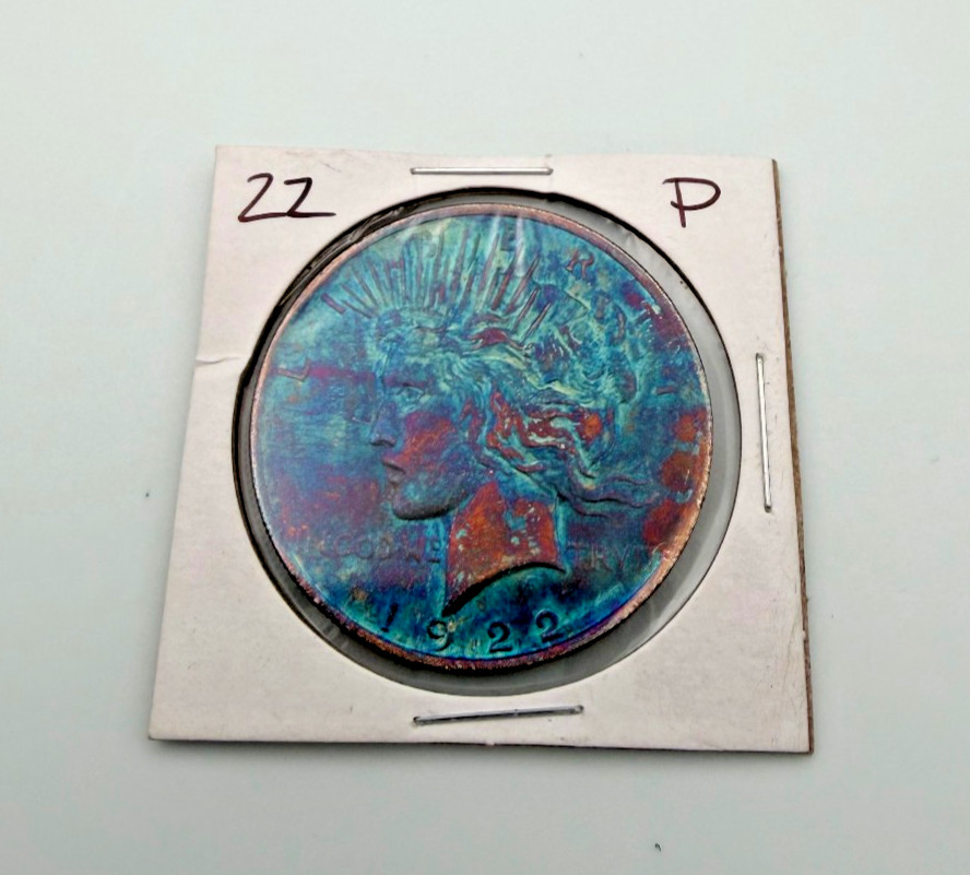 1922 P Silver Peace Dollar - Suspected Artificial Toning - Cool Looking Coin!