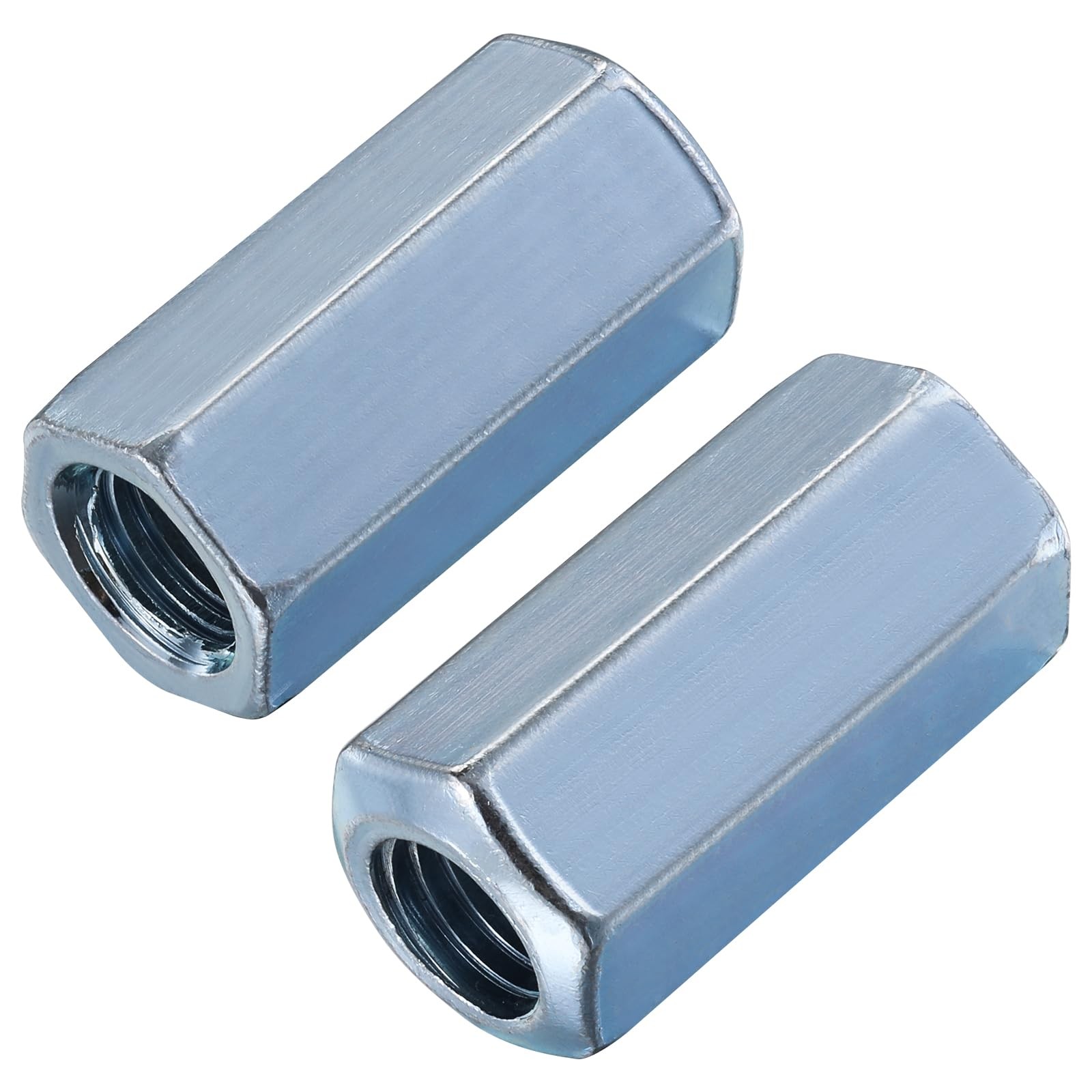 (10 pcs) 5/8"-11 Coupling Nuts zinc, Extended Hexagon Plated Steel Rod Coupli...
