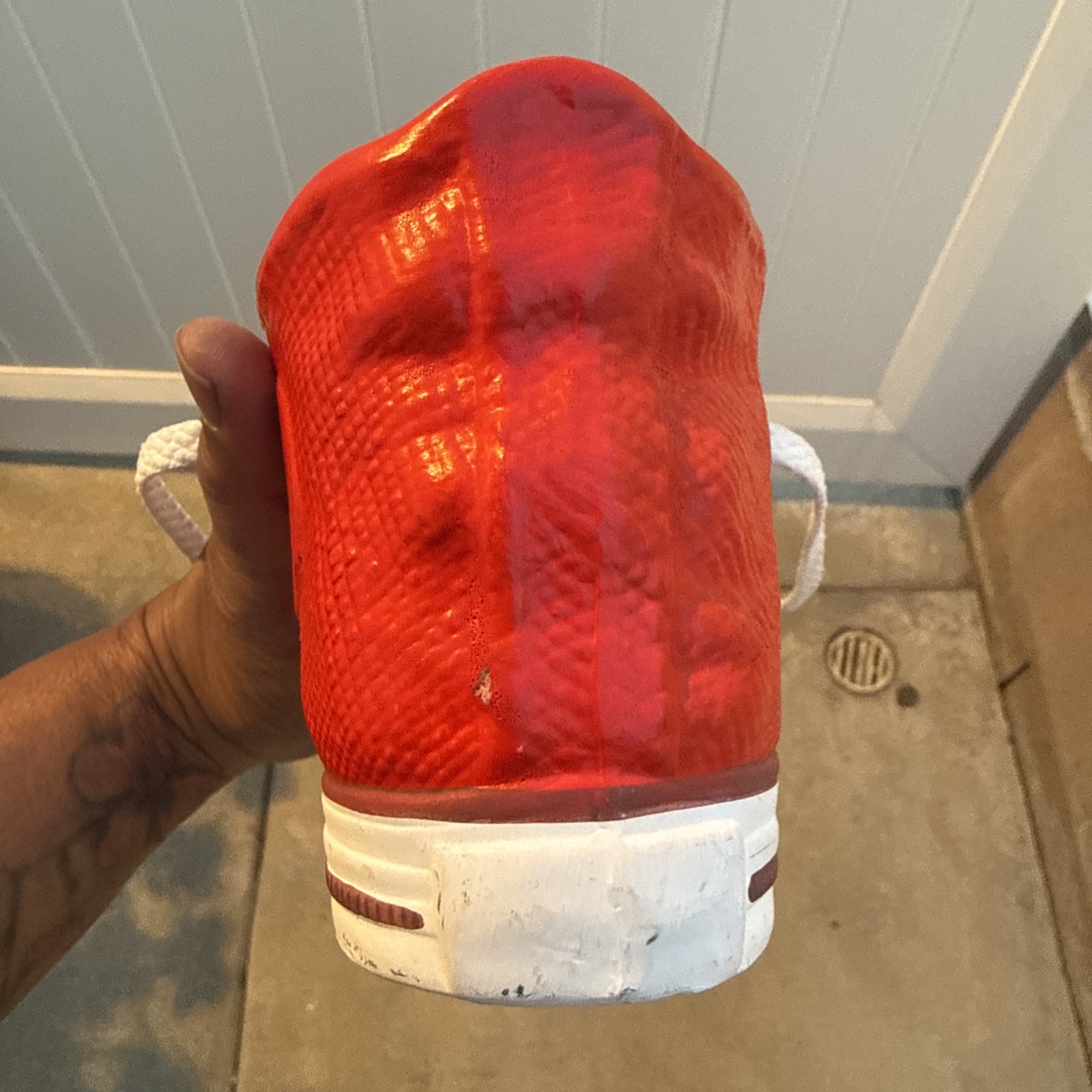 Vintage Red And White Converse Planter