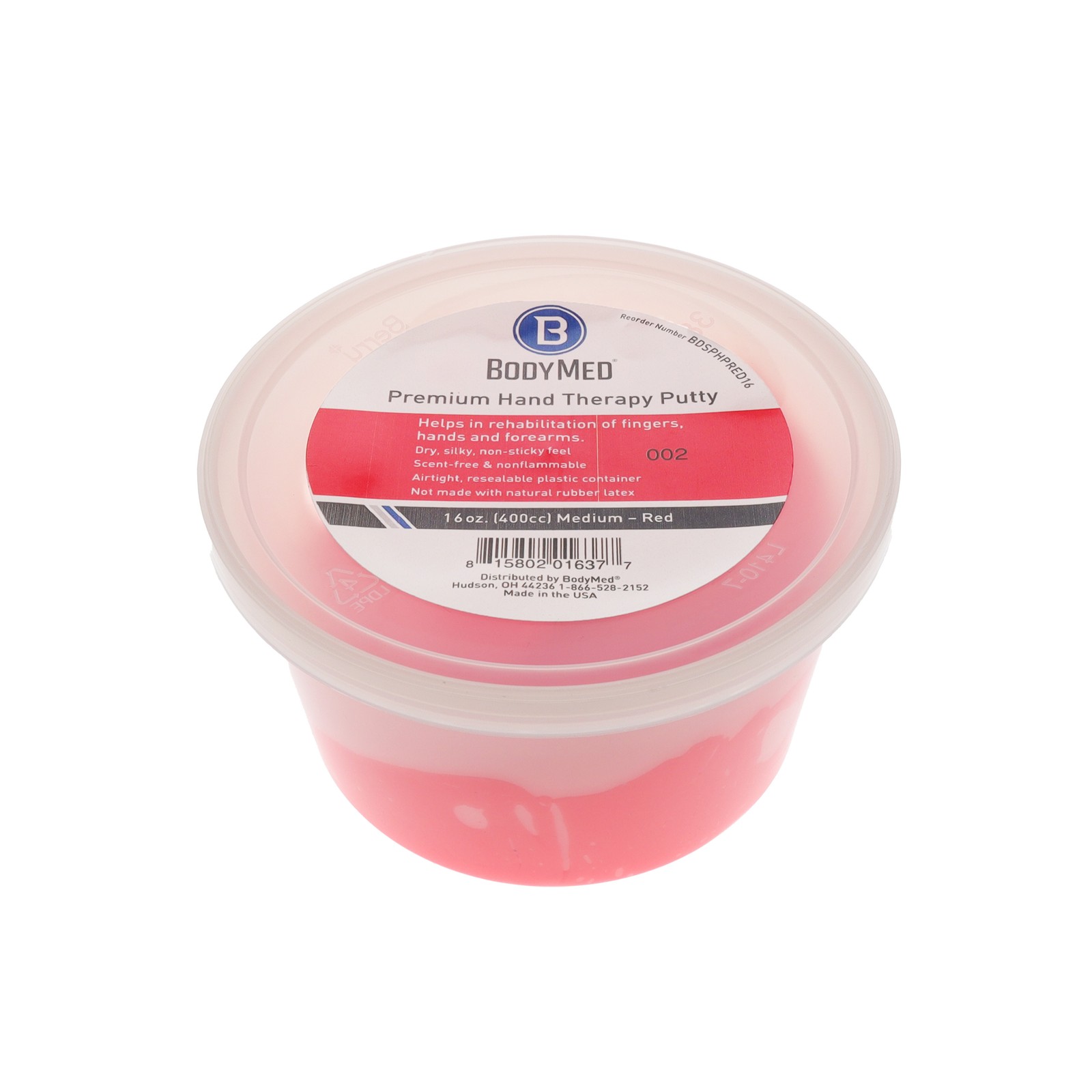BodyMed Premium Hand Therapy Putty, Red, 16 Oz., Medium, Strengthening Therapy