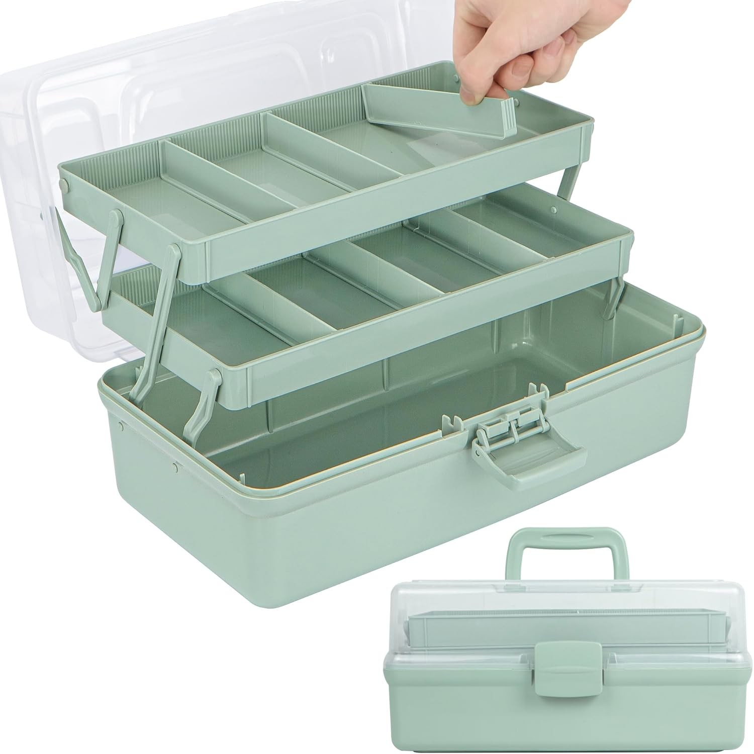 3-Layer Multipurpose Craft Organizer Box with Adjustable Dividers, Portable