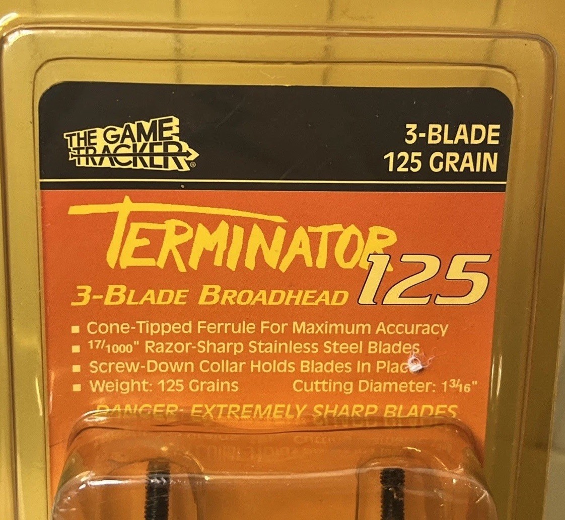 2 Packs The Game Tracker Terminator 125 Grain 3-Blade Broad Heads NOS