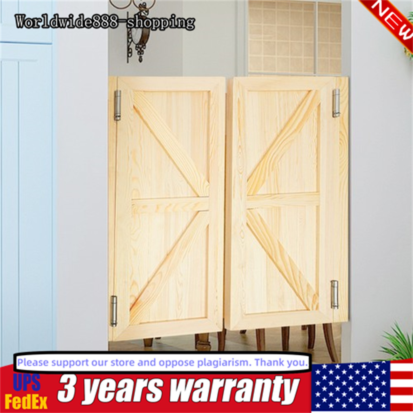 Interior Wood Swing Door Sturdy Cafe Saloon Doors with Metal Hinges For Bathroom