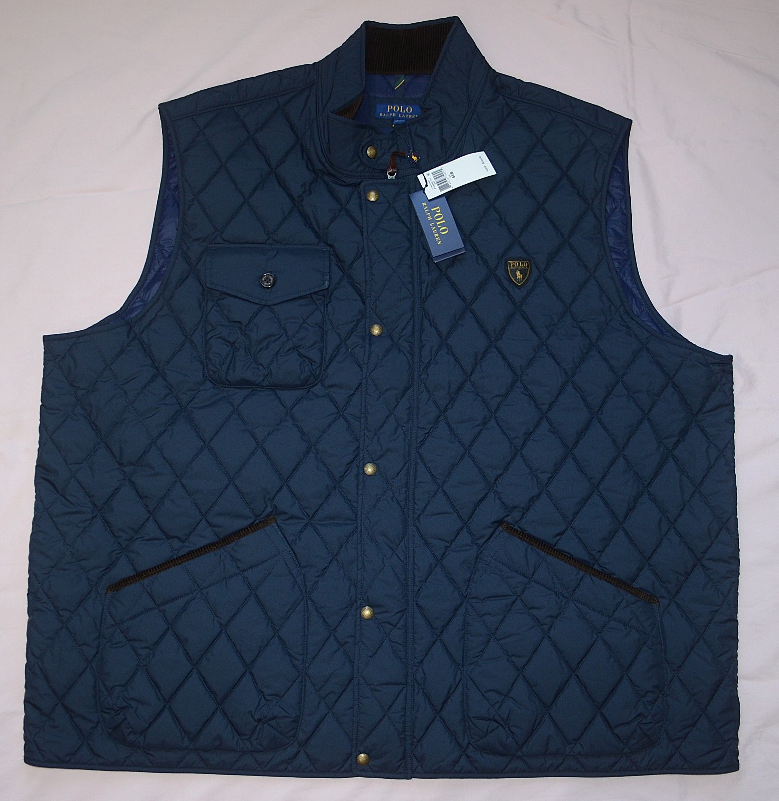 New Men 5XB Polo Ralph Lauren Beaton Quilted Vest Navy Blue water-repellent coat