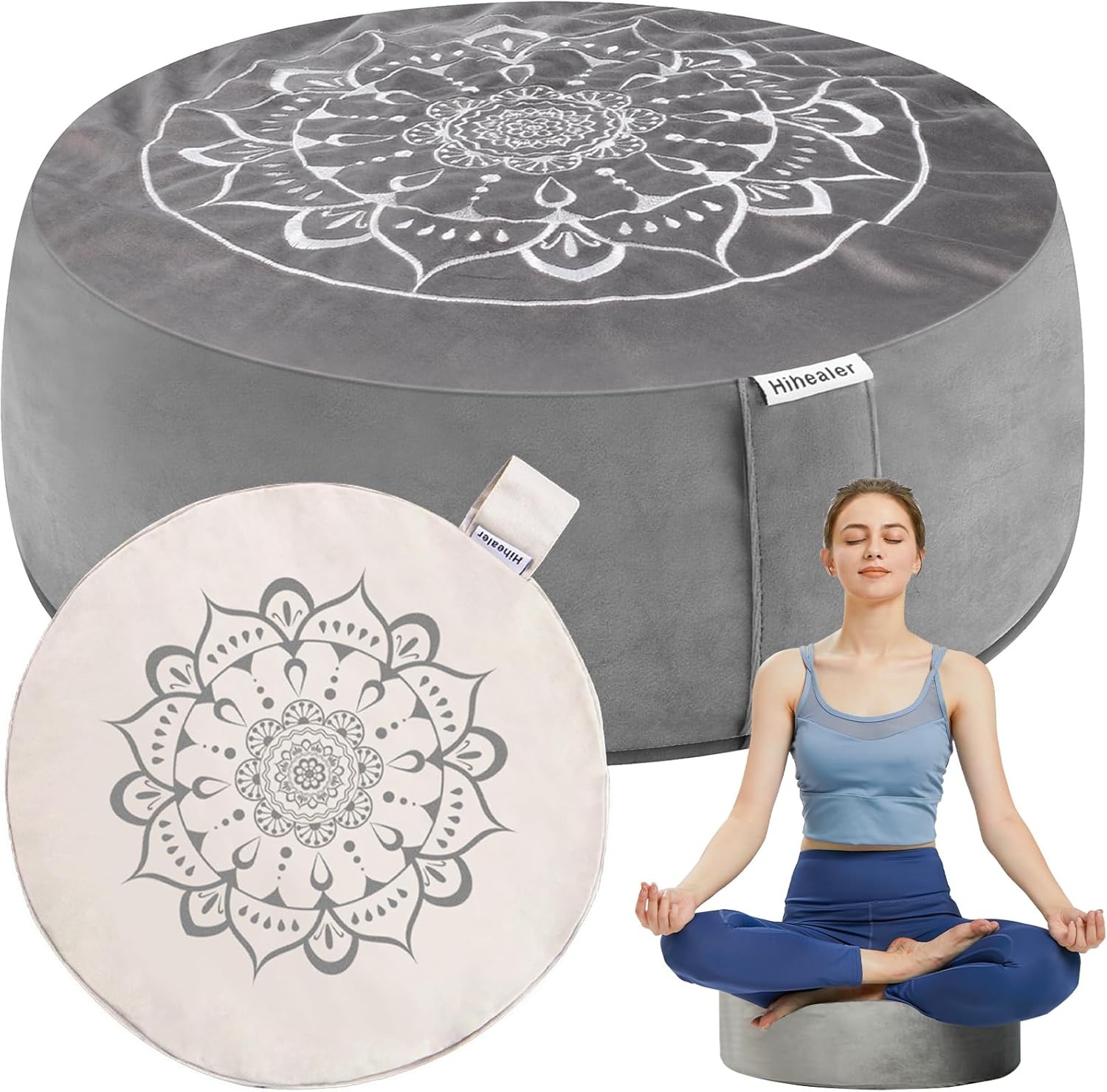 Meditation Cushion, Traditional Tibetan Meditation Pillow Velvet Cover - Large F