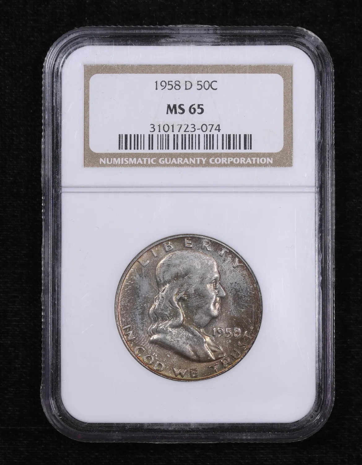 1958 D NGC MS65 Franklin Half Dollar