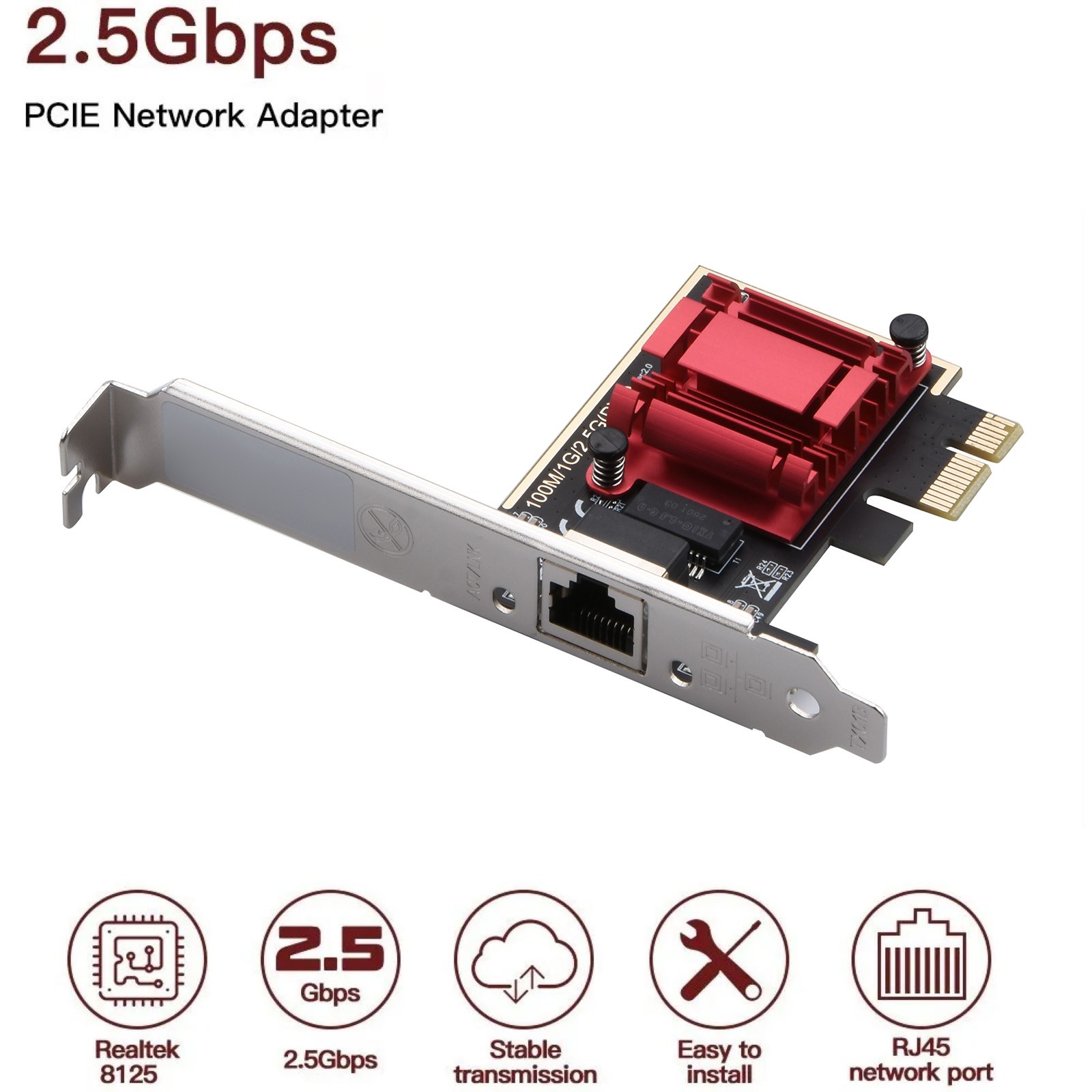 Network Adapter Card 2.5G PCI-E To RJ45 RTL8125 Computer Modification Accessory