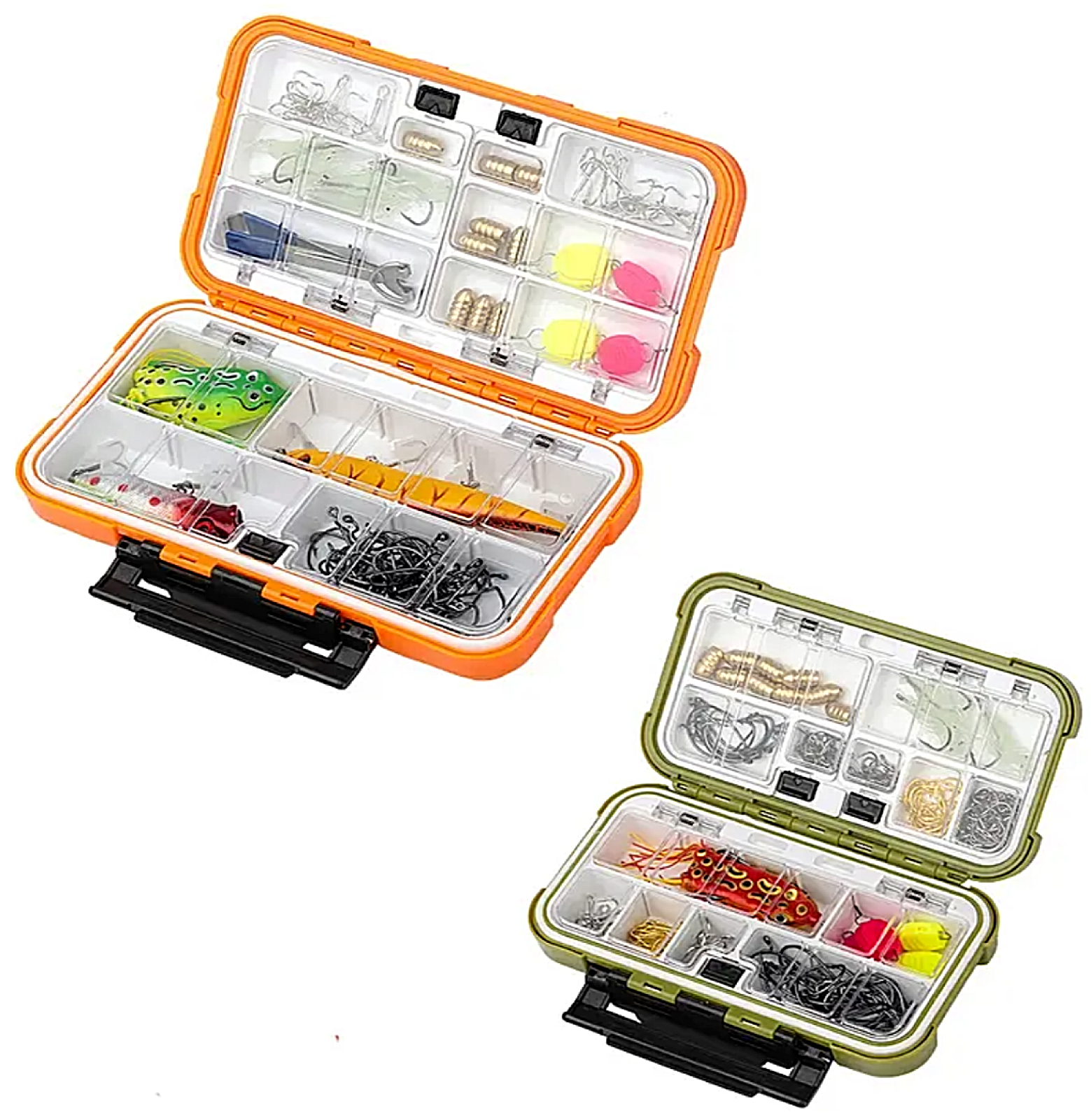 Fishing Tackle Box Lure Waterproof Compartments 2 Layer Storage Hard Case Hook
