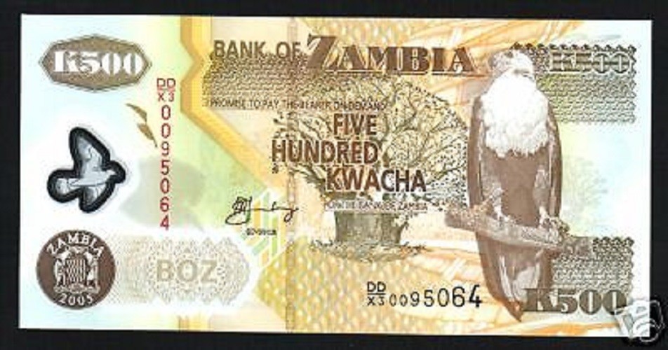 ZAMBIA 500 KWACHA P-43 2005 x 1 Pcs ELEPHANT UNC *REPLACEMENT POLYMER MONEY NOTE