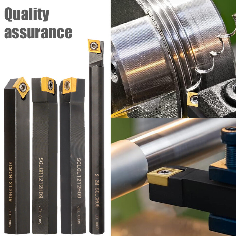 4Pcs Lathe Turning Tools + 10Pcs Indexable Carbide Inserts Boring Bar Holder Set