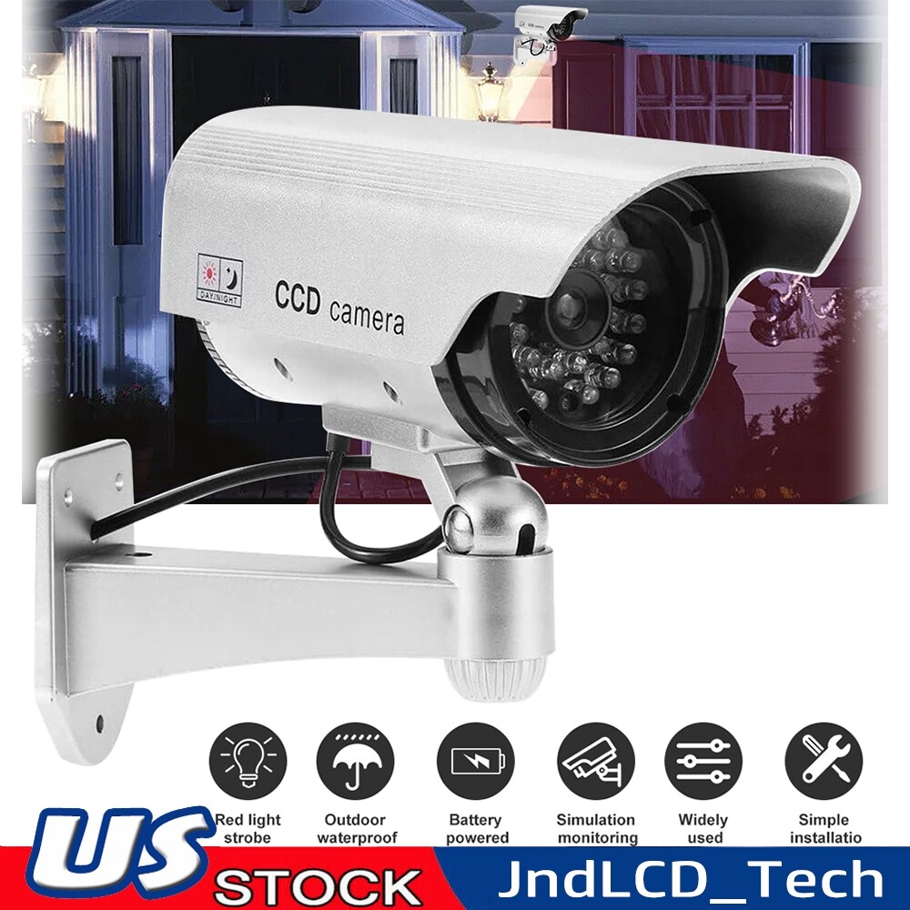 Dummy Fake Security Camera Home Surveillance CCTV Imitation LED Flashing IP54