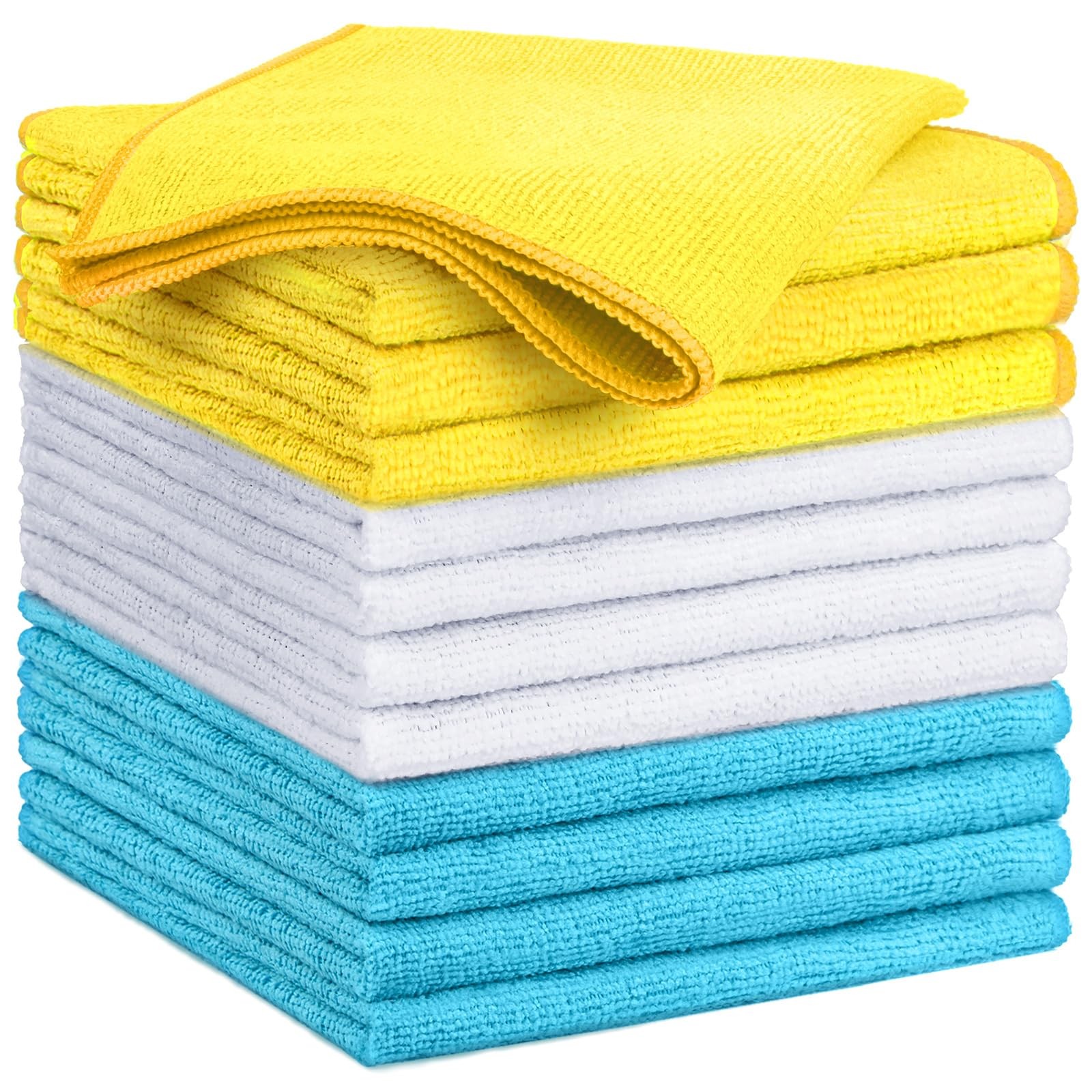 GLIMGLINT Microfiber Cleaning Cloth,12PK 14 inches by 12 inches, Multicolor