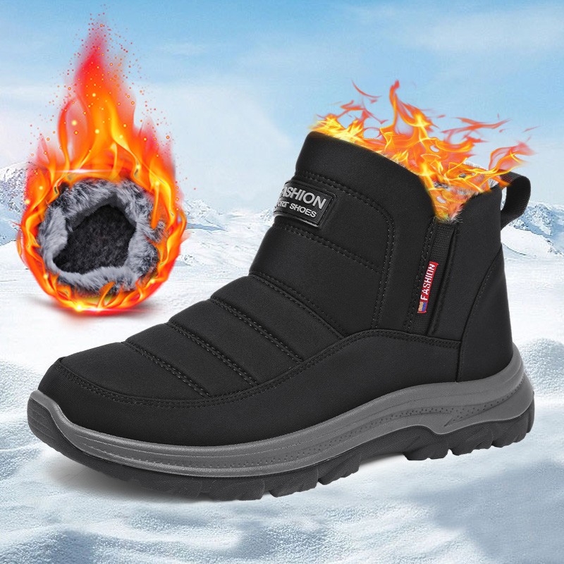 Men's Winter Insulated Snow Boots Short Ankle Boots Fur-lined Warm Cotton Shoes