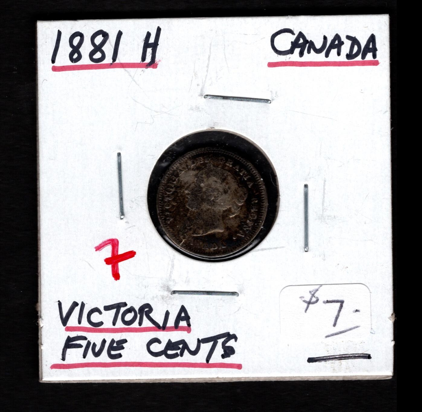 1881 H Canada- Victoria Five Cents