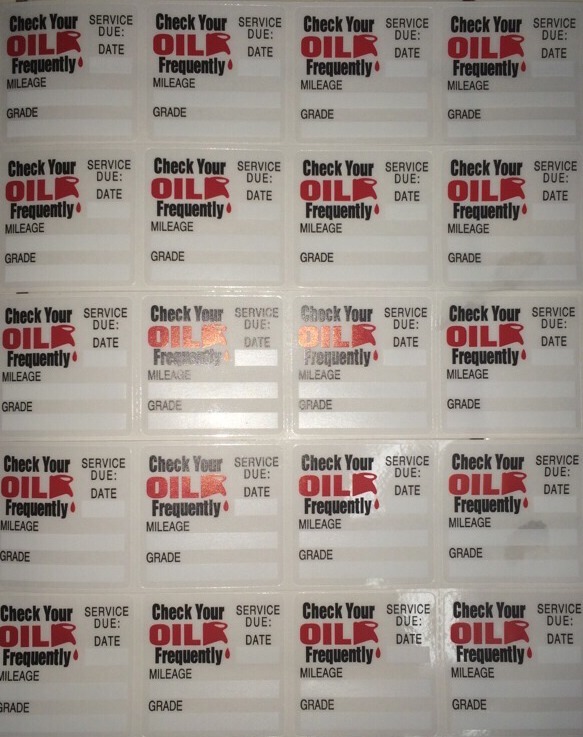 ***20*** Clear Static Cling Oil Change Reminder Stickers, Fast & Free Shipping!!