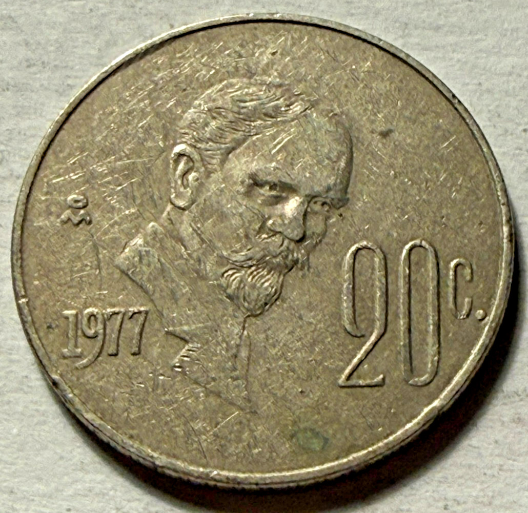 20 Centavos 1977 Francisco I. Madero Mexico Nice Coin!!!