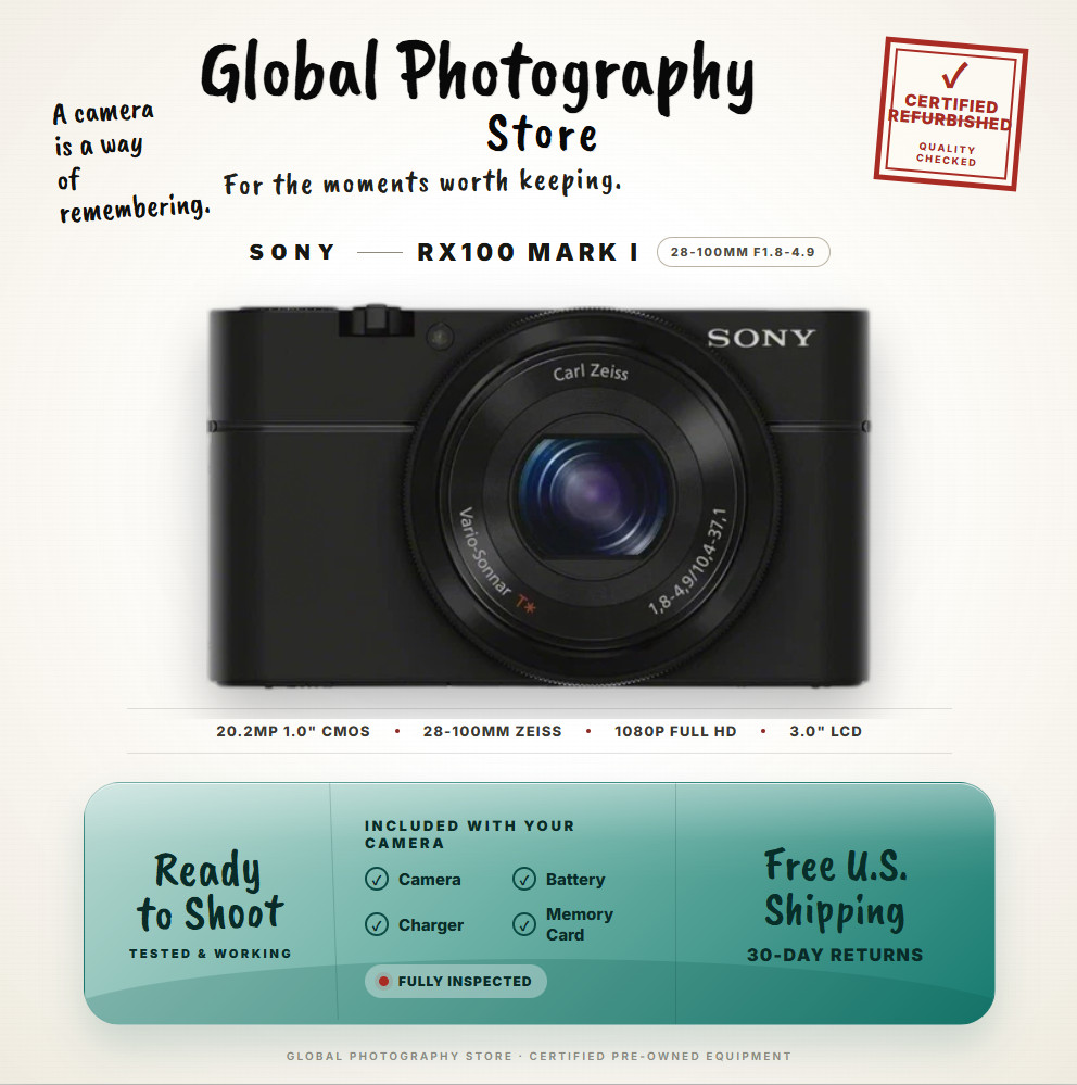Sony RX100M1 20.2MP 3.6x Optical Zoom Compact Camera Charger SD Card Incl