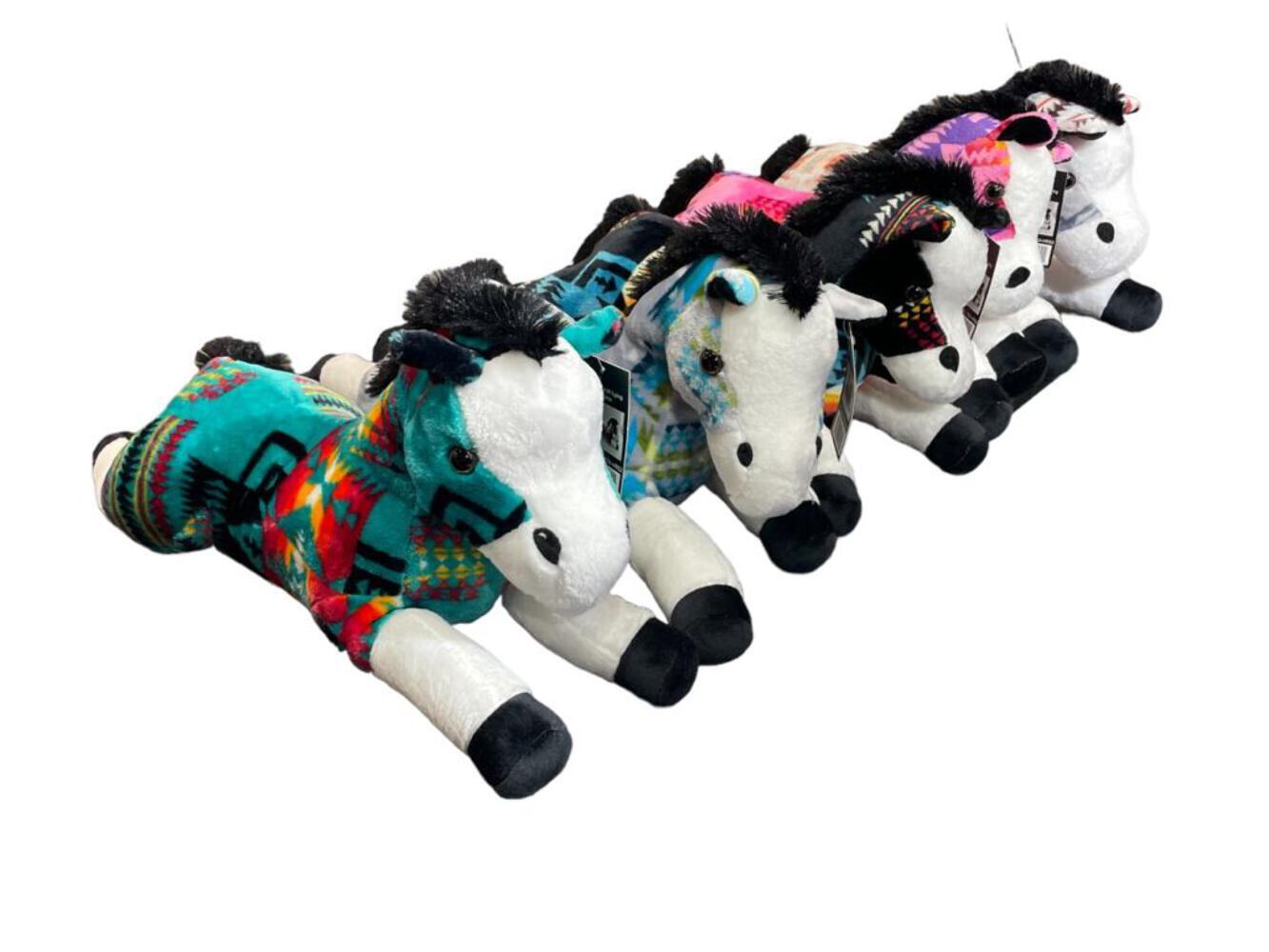 New! Nativo 19" Long Soft AZTEC PRINT STUFFED HORSE Plush toy Laying down animal