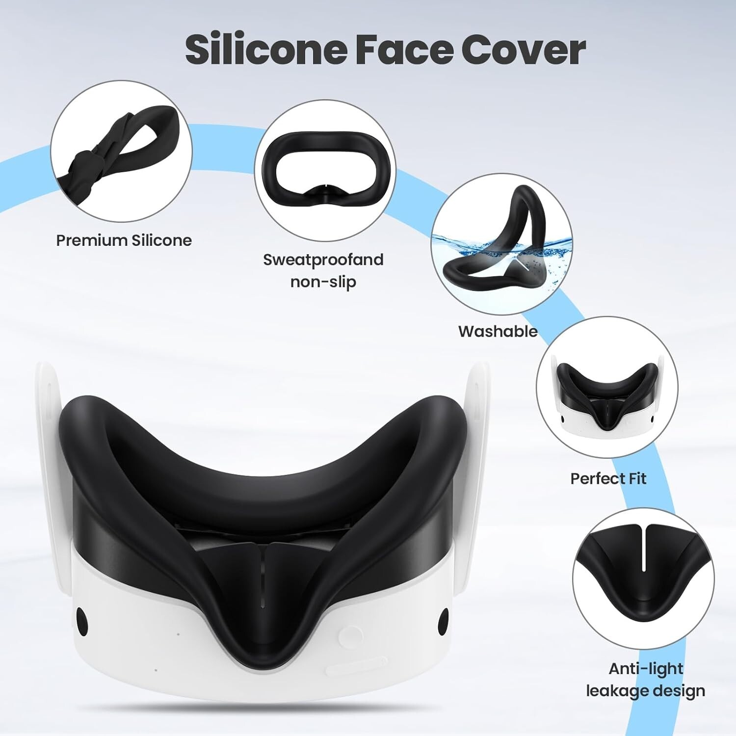 Silicone Cover Set Compatible with Meta/Oculus Quest 3s Accessories VR Silico...