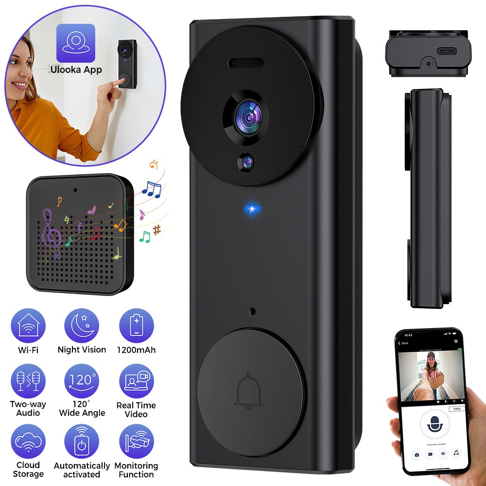 Smart WiFi Video Doorbell Wireless Door Bell Phone Ring Intercom Security Camera