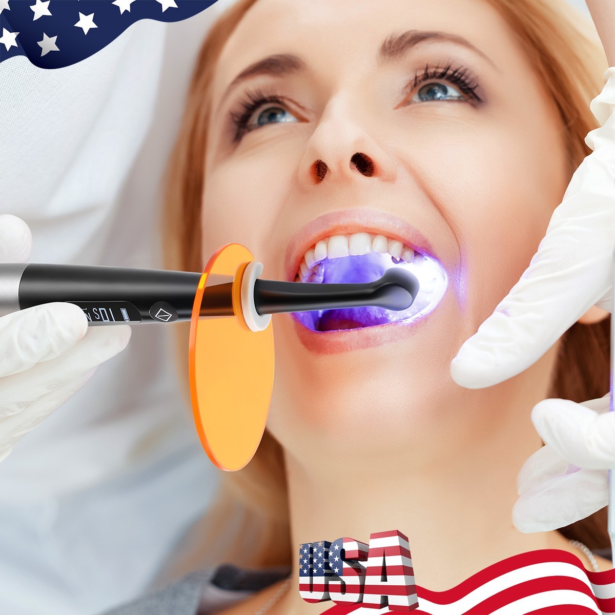 AZDENT Dental Wireless LED Orthodontics Curing Light Lamp 3100mW/cm² 1 Sec Cure