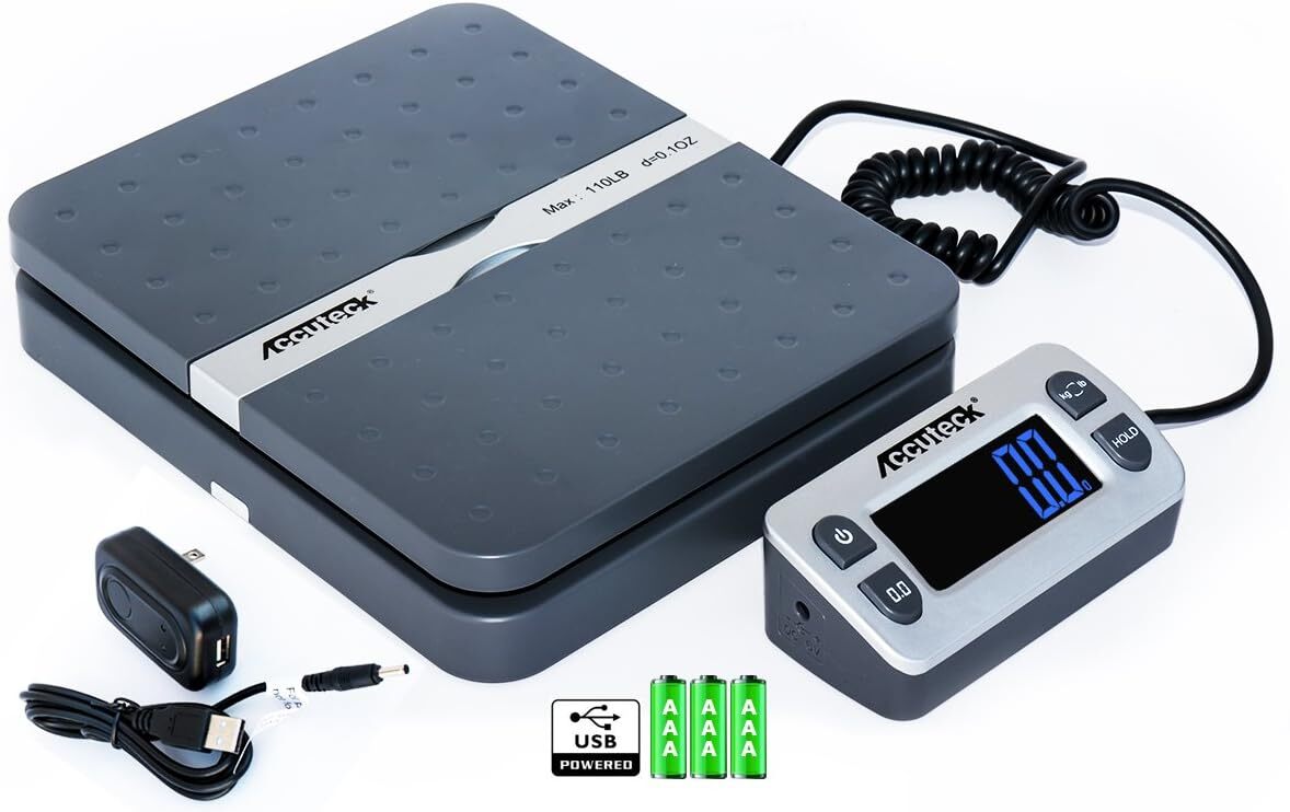 Accuteck Shippro 110 Lbs Digital Shipping Scale With Backlit Display Gray