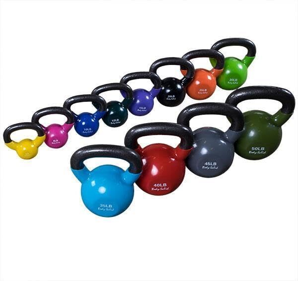 Body-Solid Vinyl Coated Kettlebells with Kettle Grip Handles, Perfect Kettlebell