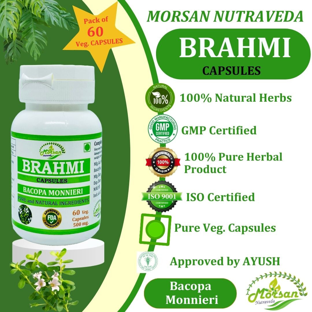 Brahmi (Bacopa Monnieri) Capsules for Memory Enhancement & Cognitive Support